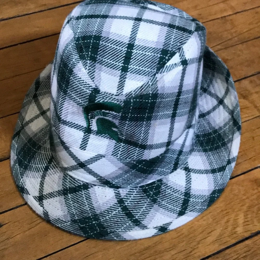 Michigan‎ State Spartans Green and White Plaid Men's Hat